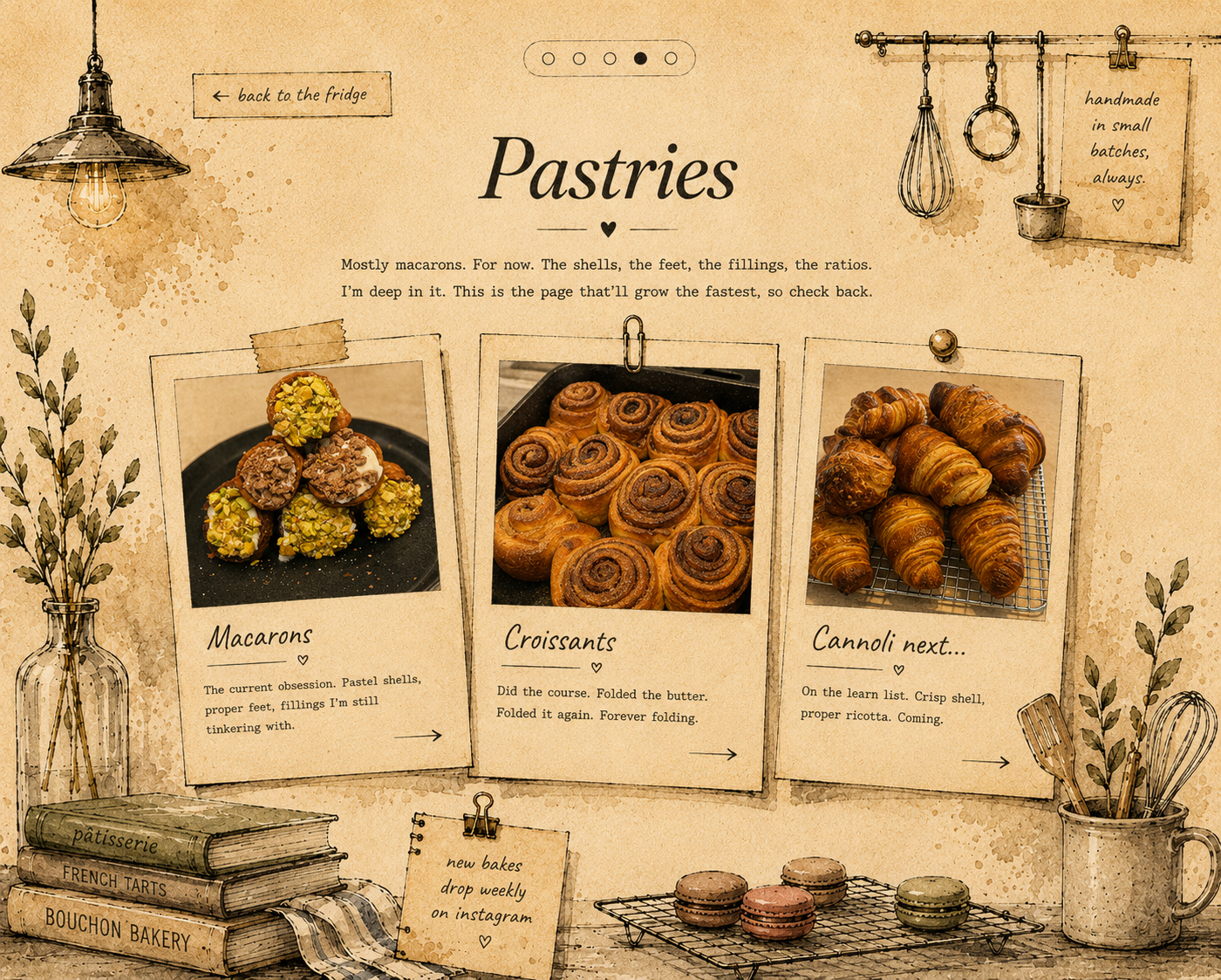 Pastries — macarons, croissants and cannoli cards